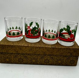 Vintage Christmas Drink Glasses In Box