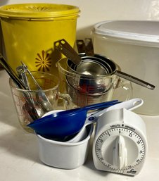 Kitchen Mix Measure Cups & Spoons, Timer, Tupperware