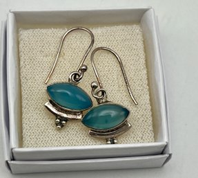 Blue Chalcedony Sterling 925 Earrings