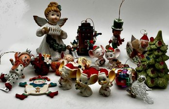 Vintage Christmas -porcelain Mice,ceramic, Ornaments And More