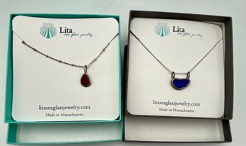 LIta Sea Glass Jewelry -sterling Chain With Pendant Necklaces