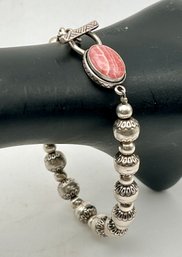 Sterling Carolyn Pollack Sterling With Rhodochrosite -toggle Clasp