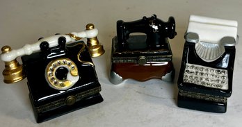 Lot Of 3 Old Fashion Style Hinged Trinket Boxes