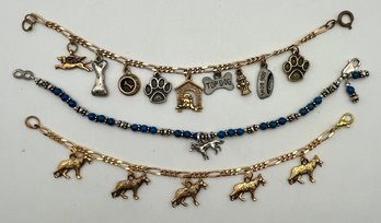 3 Dog Charm Bracelets