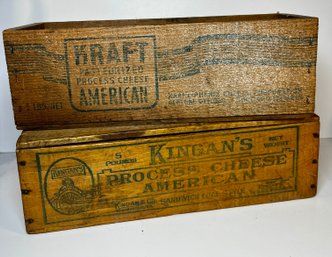2 Old Wood 5lb Cheese Boxes -american, Kingans