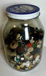 Large Old Jar Of Buttons-bakelite, Glass, Bone, Metal, Veg Ivory, Leather And More