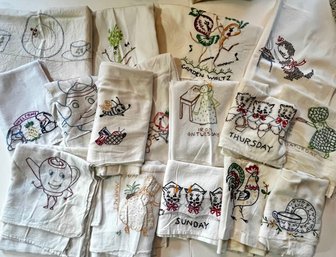 Vintage Embroidered Sack Towels