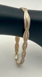 Sterling Gold Tone Braid Herringbone Bracelet