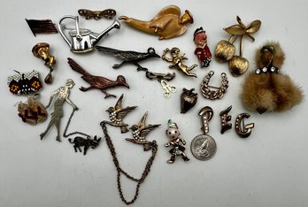 Mix Lot Of Fun Vintage Pins - Birds Sterling