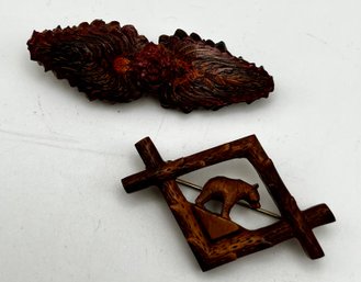 Wood Hand Carved Pins