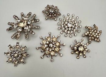 Silver Tone Rhinestone Pin Lot (7)