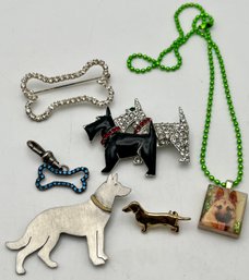 Dog Theme Pins And Necklace