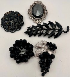 Black Glass Lot Of 5