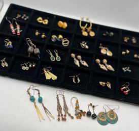 Gold Tone Pierced Earring Lot 34 Pair