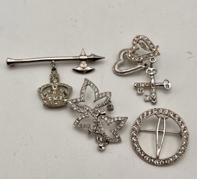 4 Pin Lot - Shriner Crutch, Swarovski