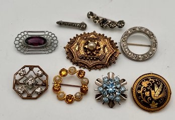 9 Small Vintage/antique Pins Lot