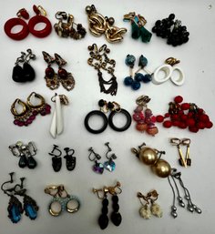 25 Vintage Pairs Of Dangle Clip Screw Earrings