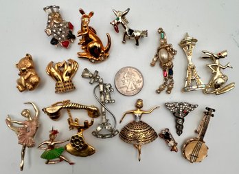 Vintage Fun Pins - Ballerinas, Phones, Kangaroos