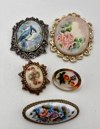 Vintage Porcelain Painted Pins