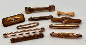 Collar Pins Gold Tone Antique Lot Of 10