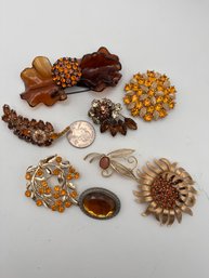 Amber Color Pin Lot Of 7