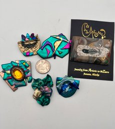Hand Crafted Art Ware Juneau Alaska & Other Clay Art Pins