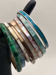 Vintage Mop, Jade,bone, Turquoise  Inlay Bangles Varied Width