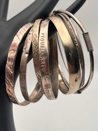 8 Vintage Silver Tone Bangles