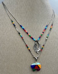 South West Liquid Silver & Bead Necklaces & Pendants -zuni Multi Stone  Bears, Kokopelli