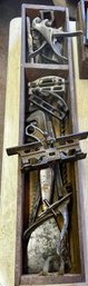 Vintage Antique Tool Lot In Wood Box