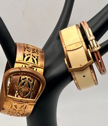 Antique Vintage Gold Tone Buckle Style Bangles