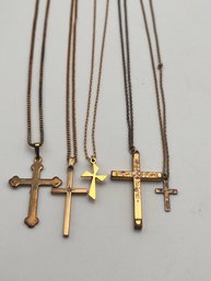 Gold Filled Gold Tone Cross Necklaces Lot