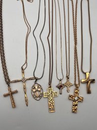 Gold Tone Cross Lot Of 8