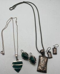 Sterling 925 Two Pair Earrings/2 Necklaces