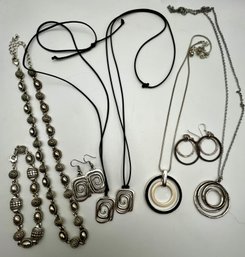 Silver Tone Necklaces, Earrings & Bracelet