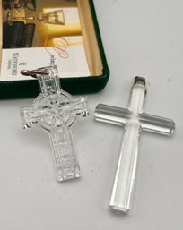 Waterford Crystal Celtic Cross In Box & Other Crystal Cross