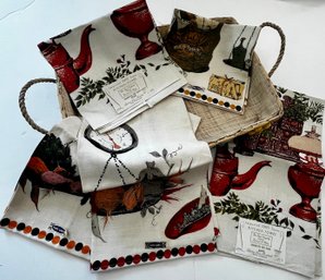 Vintage Basket & New With Tag Vintage Linen Towels