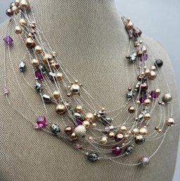 Lot Of 4 Foating Bead Necklaces