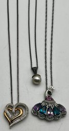 (3)marked  925/sterling Pendant Necklace Lot