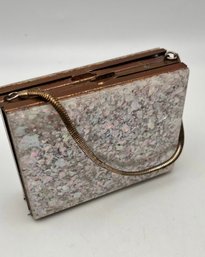 Vintage Confetti Shell Lucite Party Box Purse