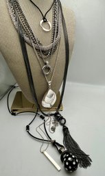 Silver Tone & Black Necklaces Lot (7)