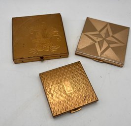 Vintage Square Compacts Lot Of 3