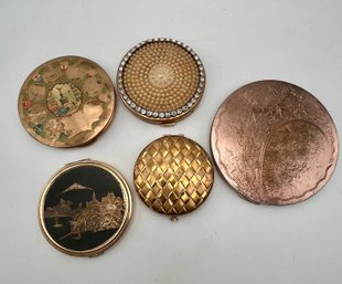 Vintage Lot Of 5 Round Compacts