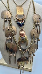 Brass Elephants Necklace & 2 Baer SF