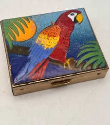 Enamel Bright Color Macaw Design Top Compact /case