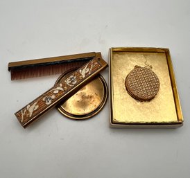Max Factor Perfume Compact In Box, Comb & Mirror