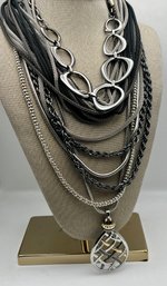 Silver Tone Necklace Lot (4)