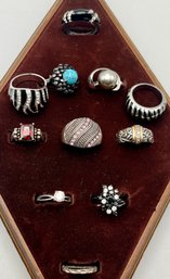 Silver Tone  Costume Ring Lot (11)