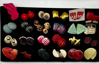 Bold 80s Pierced Post Earrings 24 Pairs