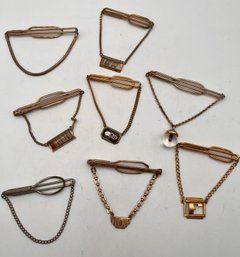 Lot Of 8 Vintage Tie Bar With Chain